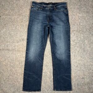 Lucky Brand 363 Straight Mens 33x30 (34x31) Dark Wash Denim Jeans Faded Whiskers